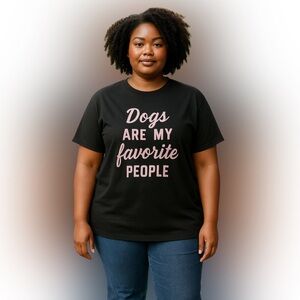Joyspun Black Dog Lover T-Shirt with Pink Text